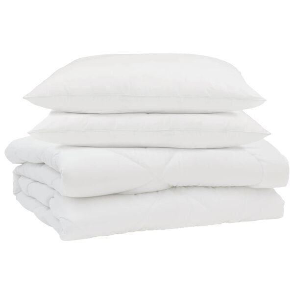 vidaXL Zomer Dekbed met kussen 3 pcs Wit Microfibre