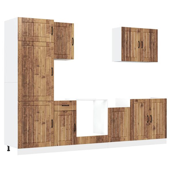 vidaXL 7-delige Keukenkastenset Lucca bewerkt hout oud houtkleurig