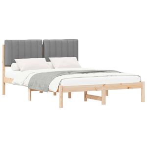 vidaXL Bedframe met Gevoerd Hoofdgedeelte Lichtgrijs 135 x 190 cm