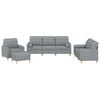 vidaXL 4-delige Loungeset met kussens stof lichtgrijs