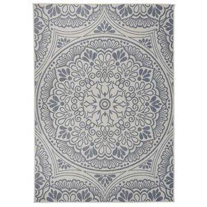 vidaXL Buitenkleed met patroon platgeweven 140x200 cm blauw