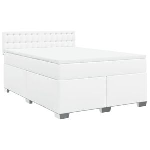 vidaXL Boxspring met matras kunstleer wit 140x190 cm