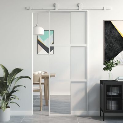 vidaXL Schuifdeur 76x205 cm gehard glas en aluminium wit