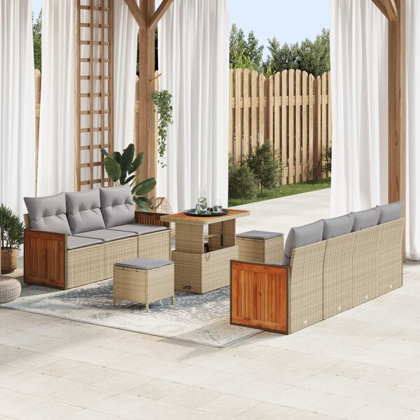 vidaXL Tuin Sofa Set 10 pcs Beige en Lichtgrijs poly rattan