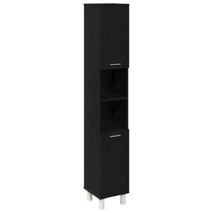 vidaXL Badkamer Kast Zwart Eiken 30 x 30 x 179 cm Bewerkt hout