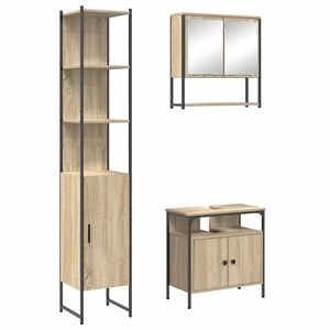 vidaXL Badkamermeubelset met plank 3 pcs Sonoma Eiken Bewerkt hout