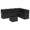vidaXL 7-delige Loungeset met kussens poly rattan zwart