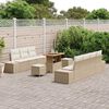 vidaXL Tuinbankenset met kussen met opslag 10 pcs Beige Poly riet
