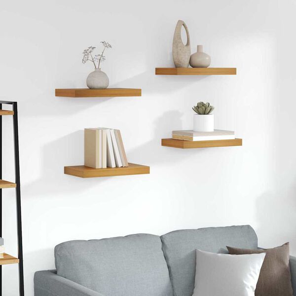 vidaXL Wandplank met opslag 4 pcs Bruin 40 x 23,5 x 4 cm Bewerkt hout