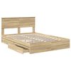 vidaXL Opslag bed met lade Sonoma Eiken 135 x 190 cm Bewerkt hout