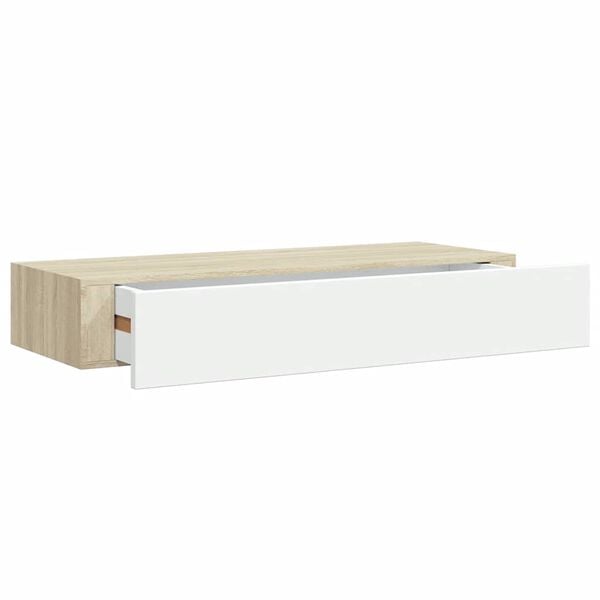 vidaXL Wandladekast eiken en wit 60x23,5x10cm MDF