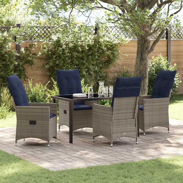 vidaXL Tuin Eetset 5 pcs Grijs poly rattan