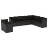 vidaXL 10-delige Loungeset met kussens poly rattan zwart