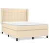 vidaXL Boxspring met matras stof cr&egrave;mekleurig 140x200 cm