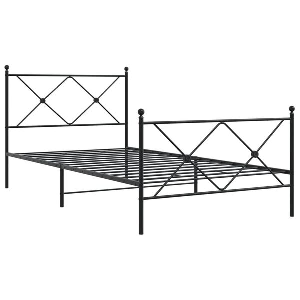 vidaXL Bedframe met hoofd- en voeteneinde metaal zwart 107x203 cm