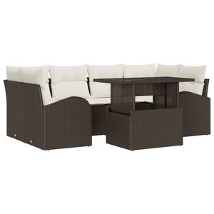 vidaXL Tuin Sofa Set met kussen met opslag 7 pcs Bruin Poly Rattan