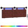 vidaXL Hangend hoofdbord Met LED-verlichting Glanzend Bruin Antiek PU