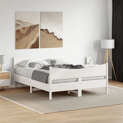 vidaXL Bedframe zonder matras massief grenenhout wit 160x200 cm