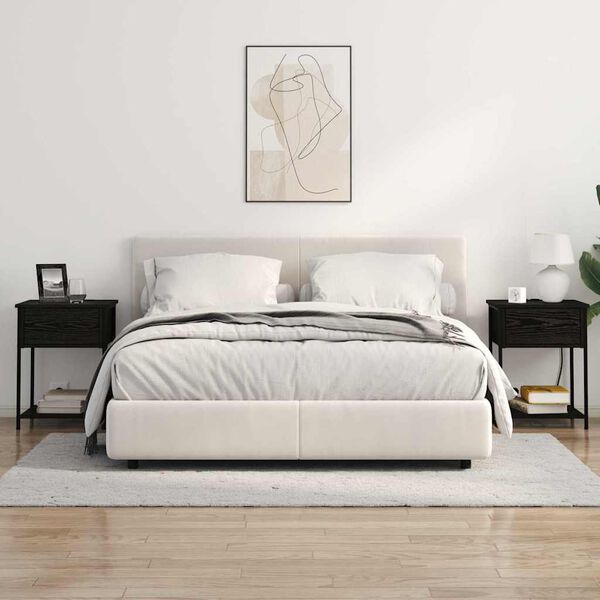 vidaXL Nachtkastje 2 pcs Zwart Eiken 42 x 41 x 56 cm Bewerkt hout