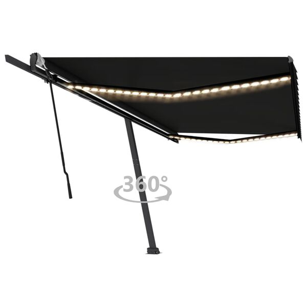 vidaXL Luifel handmatig uittrekbaar met LED 500x300 cm antracietkleur