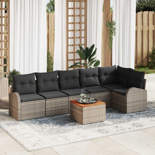 vidaXL Tuin Sofa Set 7 pcs Grijs