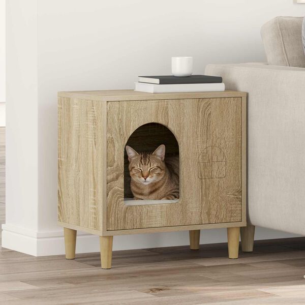 vidaXL Kattenhuis Sonoma 51 x 30 x 52 cm Bewerkt hout