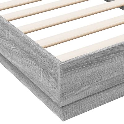 vidaXL Bedframe bewerkt hout grijs sonoma eikenkleurig 75x190 cm