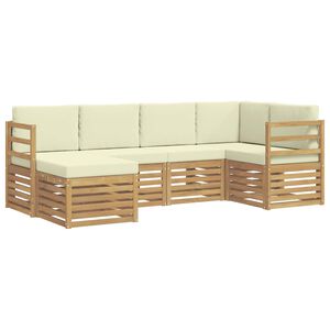 vidaXL Buiten bankenset 6 st Wit en cr&egrave;mekleurig Polyester
