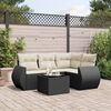 vidaXL 5-delige Loungeset met kussens poly rattan zwart