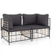 vidaXL Hoekbanken sectioneel met kussens 2 st poly rattan