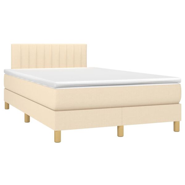 vidaXL Boxspring met matras en LED stof cr&egrave;mekleurig 120x200 cm