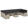 vidaXL Bankstel met kussen 11 pcs Lichtgrijs Polyrattan