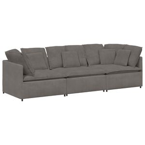 vidaXL Modulaire bank met kussens corduroy stof lichtgrijs
