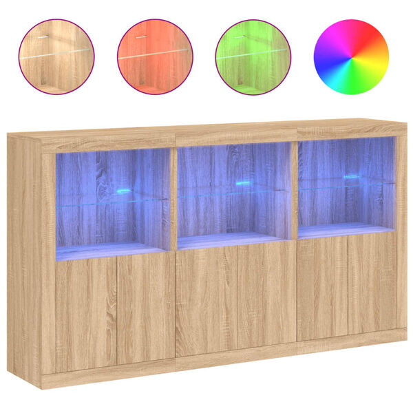 vidaXL Dressoir met LED-verlichting 181,5x37x100 cm sonoma eikenkleur