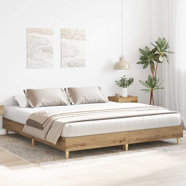 vidaXL Bedframe zonder matras 200x200 cm spaanplaat artisanaal eiken