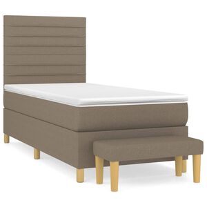 vidaXL Boxspring met matras stof taupe 80x200 cm