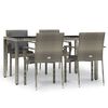 vidaXL 5-delige Tuinset met kussens poly rattan grijs