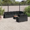 vidaXL 9-delige Loungeset met kussens poly rattan zwart