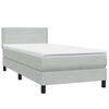 vidaXL Boxspring met matras en LED fluweel lichtgrijs 90x220 cm