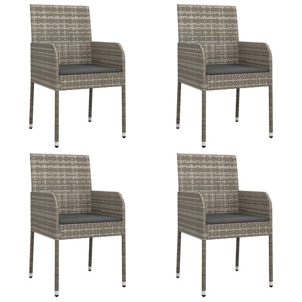 vidaXL 5-delige Tuinset met kussens poly rattan zwart en grijs