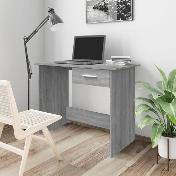 vidaXL Bureau 100x50x76 cm bewerkt hout grijs sonoma eikenkleurig