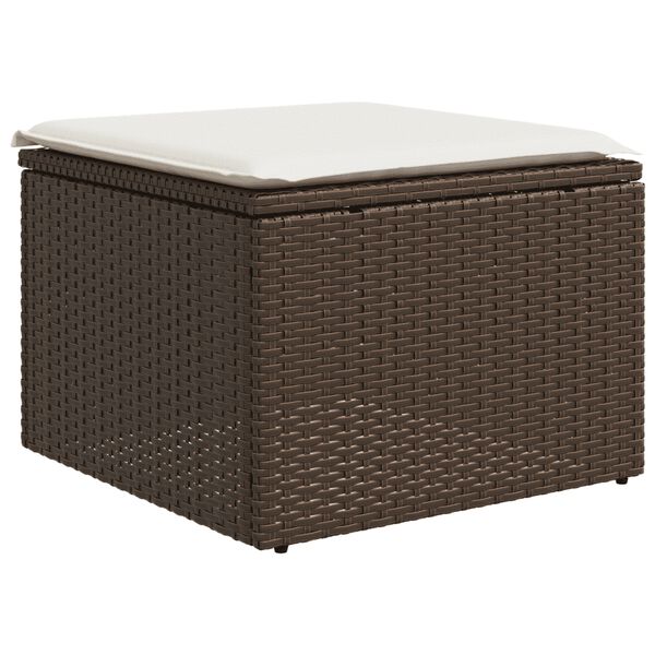 vidaXL 10-delige Loungeset met kussens poly rattan bruin