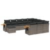 vidaXL 11-delige Loungeset met kussens poly rattan grijs