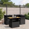 vidaXL 5-delige Loungeset met kussens poly rattan zwart
