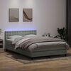 vidaXL Boxspring met matras en LED fluweel lichtgrijs 140x220 cm