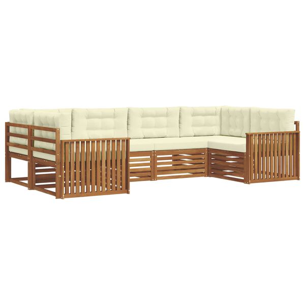 vidaXL Sofa-Sets 6 pcs Natuurlijk en Cr&egrave;me Massief Acaciahout