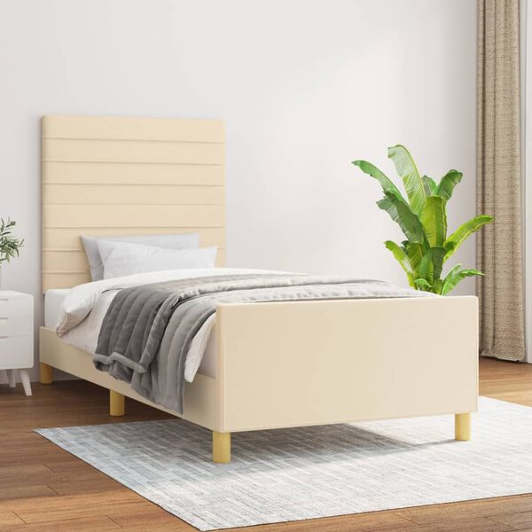 vidaXL Bedframe zonder matras 80x200 cm stof cr&egrave;mekleurig
