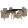 vidaXL 7-delige Tuinset met kussens poly rattan beige