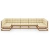 vidaXL 7-delige Loungeset met kussens massief grenenhout honingbruin