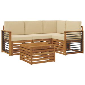 vidaXL Buiten bankenset 5 st Natuurlijk en Beige Polyester